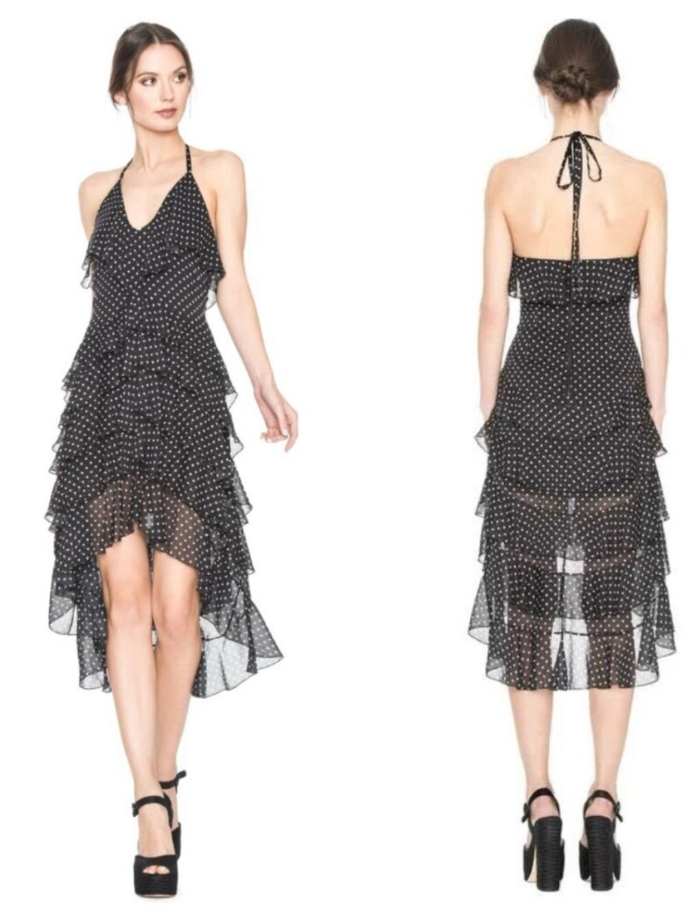 Alice and Olivia Lorilee Midi Tiered/Halter Dress Size 4 ~ NWT
